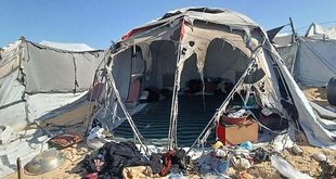 وفاة طفلتين إثر حريق اندلع في خيمة للنازحين بمواصي خانيونس