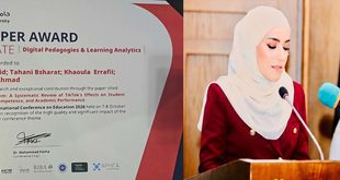 الدكتورة تهاني بشارات وفريق بحثي يفوزون بجائزة أفضل ورقة بحثية في المؤتمر الدولي الثالث للتربية 2026 بجامعة أبوظبي